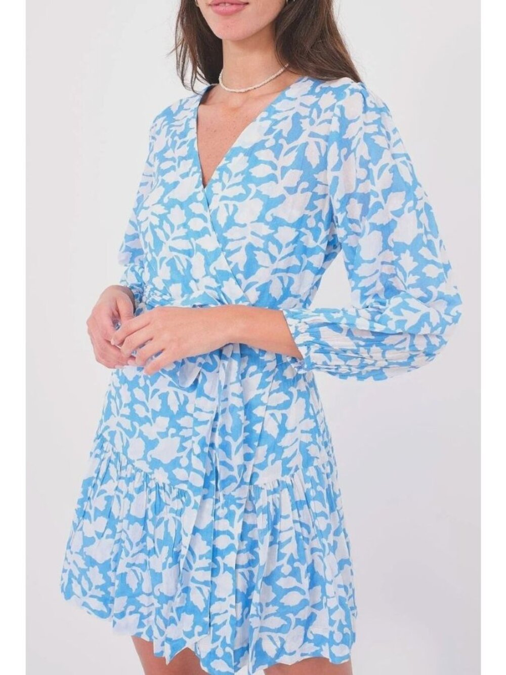 Desert Queen Elena Ruffle Mini Dress Blue Silhouette Cotton 38